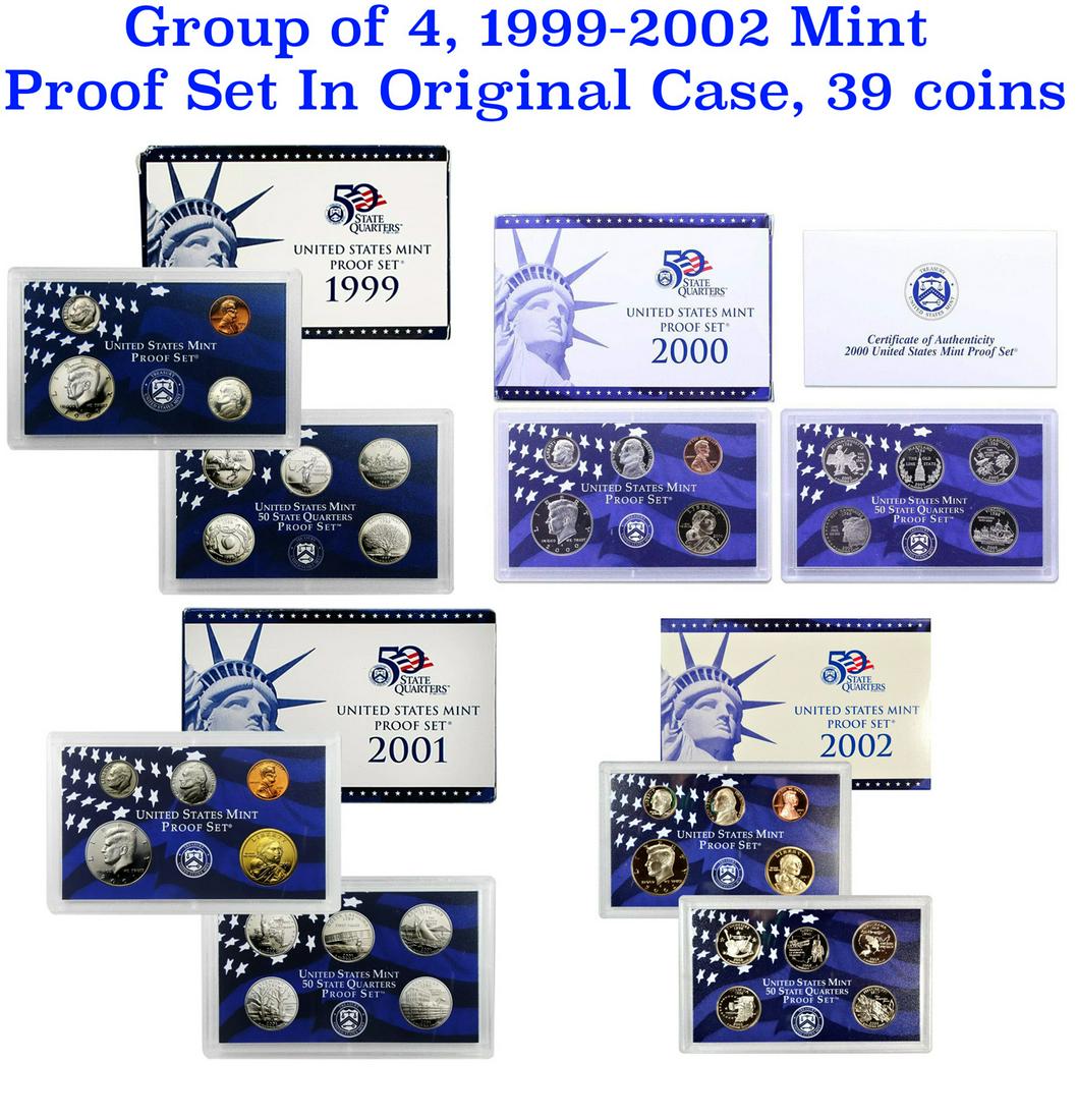 Group of 4 United States Mint Proof Sets 1999-2002 39 coins (1 of 5)