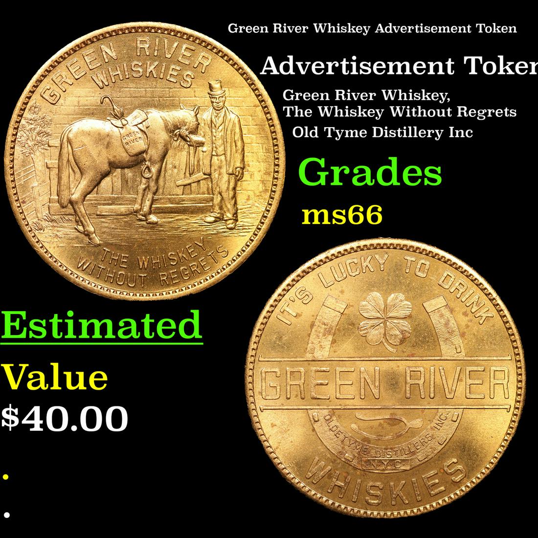 Green River Whiskey Advertisement Token Grades GEM+ Unc (1 of 3)