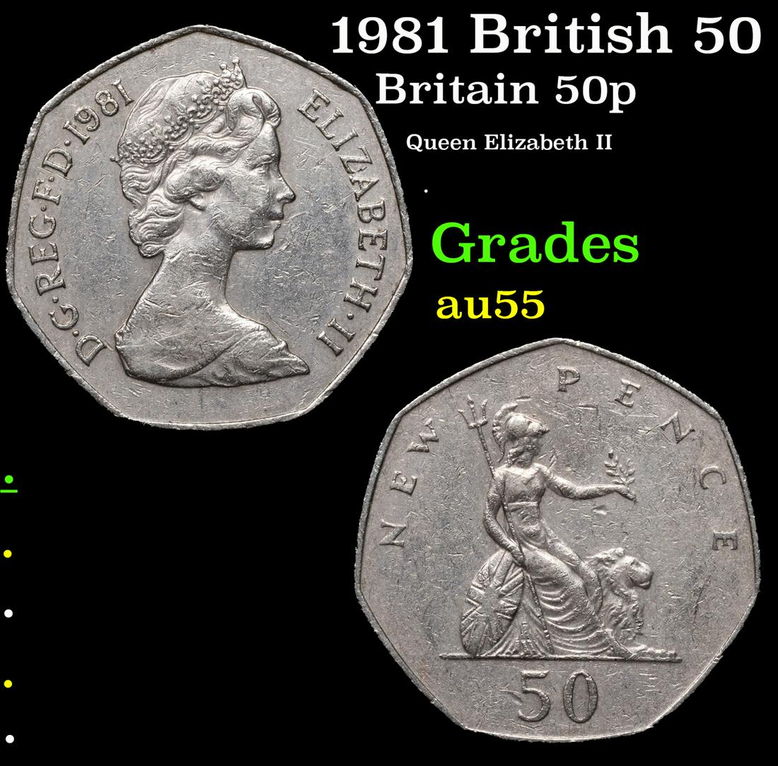 1981 British 50 Pence 50p KM-913 Grades Choice AU (1 of 3)