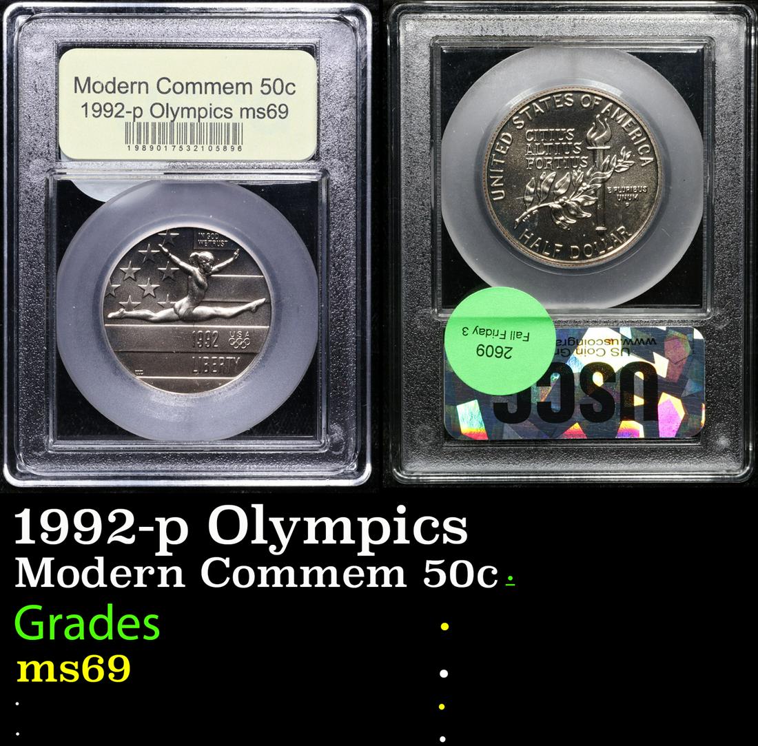 1992-p Olympics Modern Commem Half Dollar 50c Graded ms69 By USCG (1 of 3)