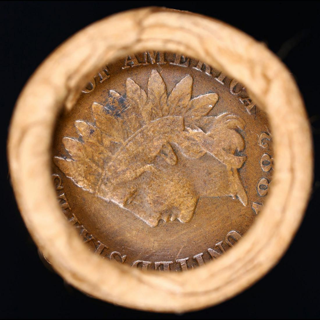 Mixed small cents 1c orig shotgun roll, 1916-s Wheat Cent, 1883 Indian Cent other end, brinks (1 of 3)