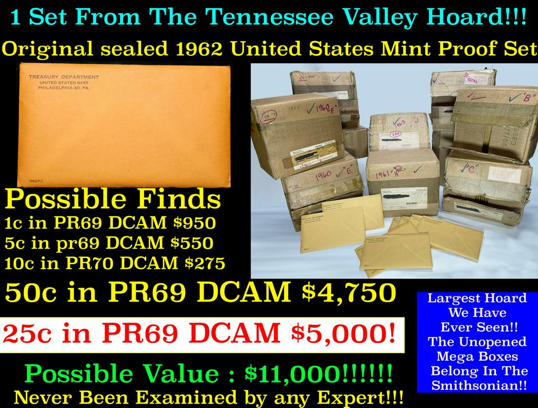 1962 United States Mint Proof Set Tennessee Valley Hoard In Original Evelope (1 of 18)