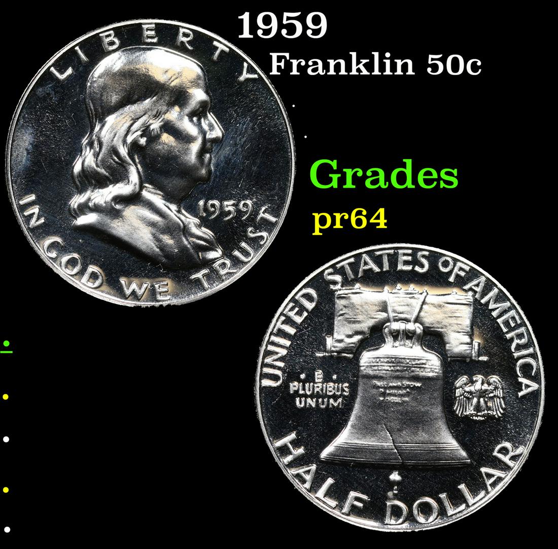 Proof 1959 Franklin Half Dollar 50c Grades Choice Proof (1 of 3)