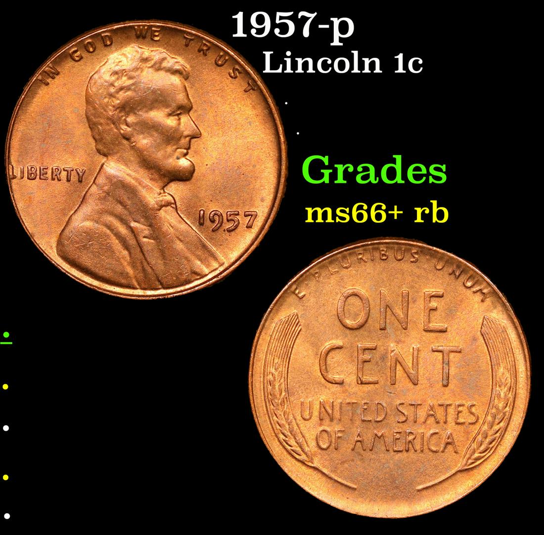 1957-p Lincoln Cent 1c Grades GEM++ RB (1 of 3)