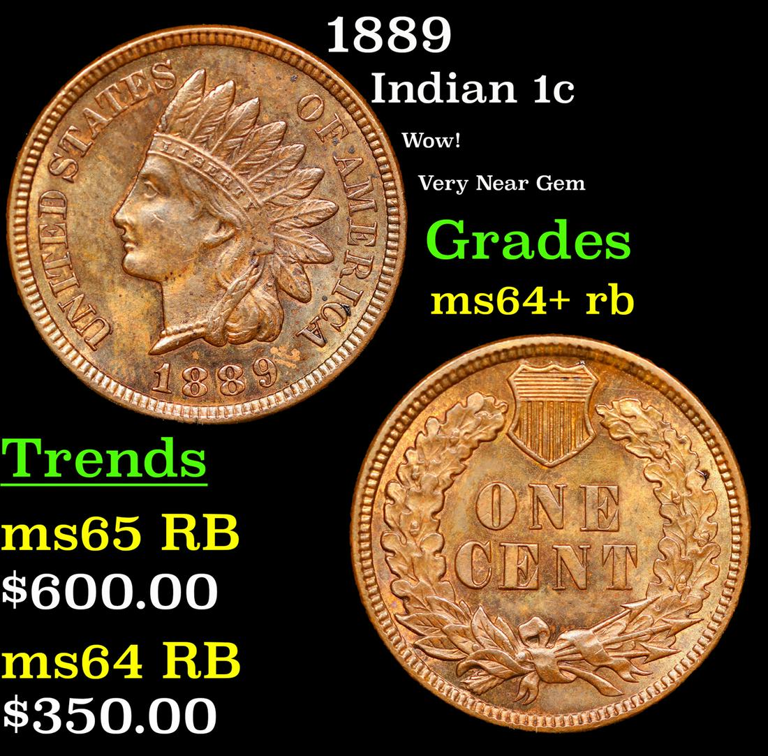 1889 Indian Cent 1c Grades Choice+ Unc RB (1 of 3)