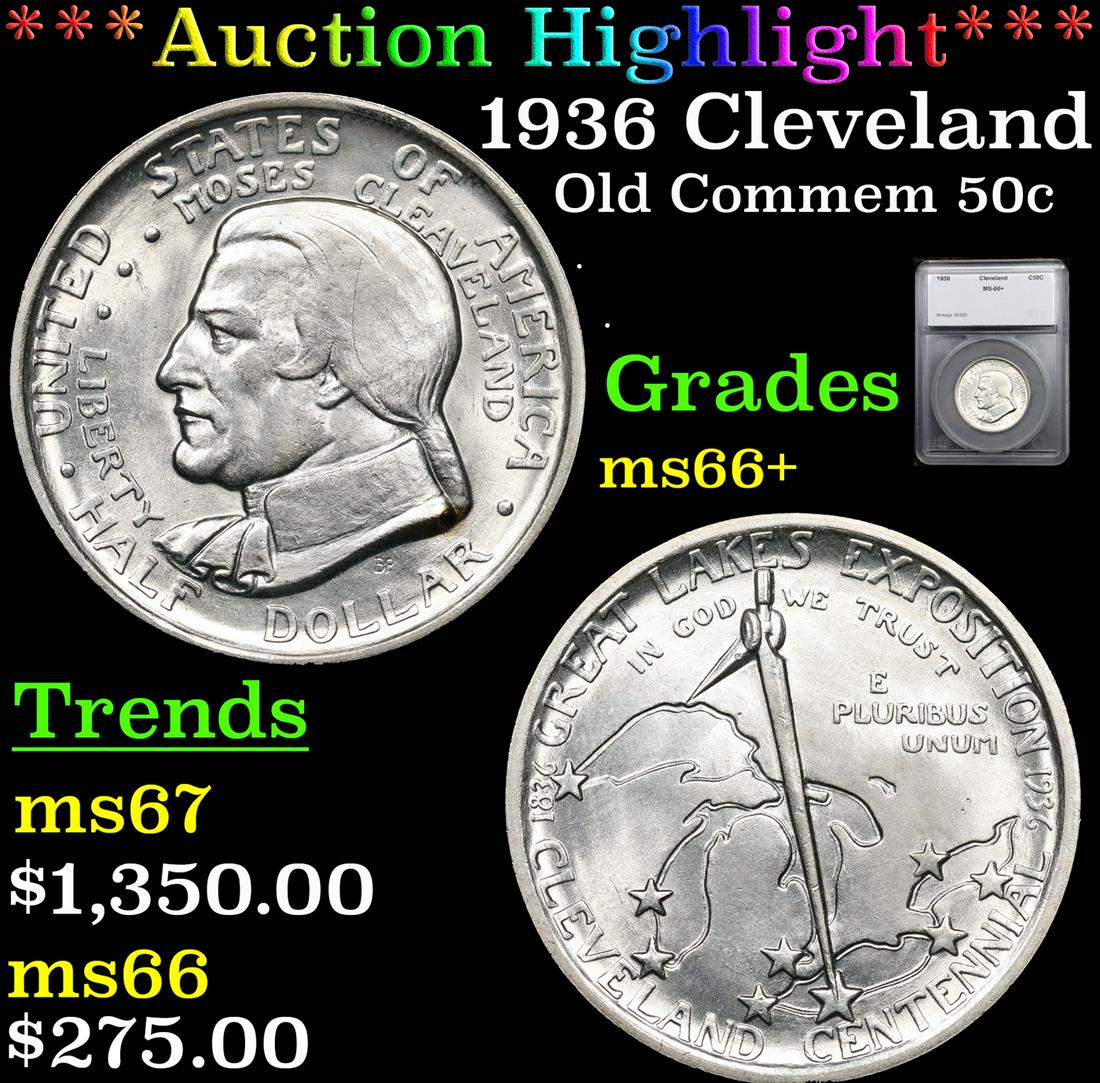 ***Auction Highlight*** 1936 Cleveland Old Commem Half Dollar 50c Graded ms66+ By SEGS (fc) (1 of 5)