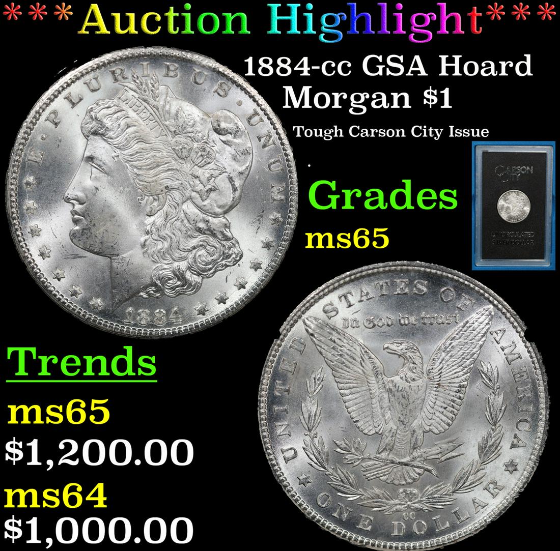 ***Auction Highlight*** 1884-cc Morgan Dollar GSA Hoard $1 Grades GEM Unc (fc) (1 of 6)