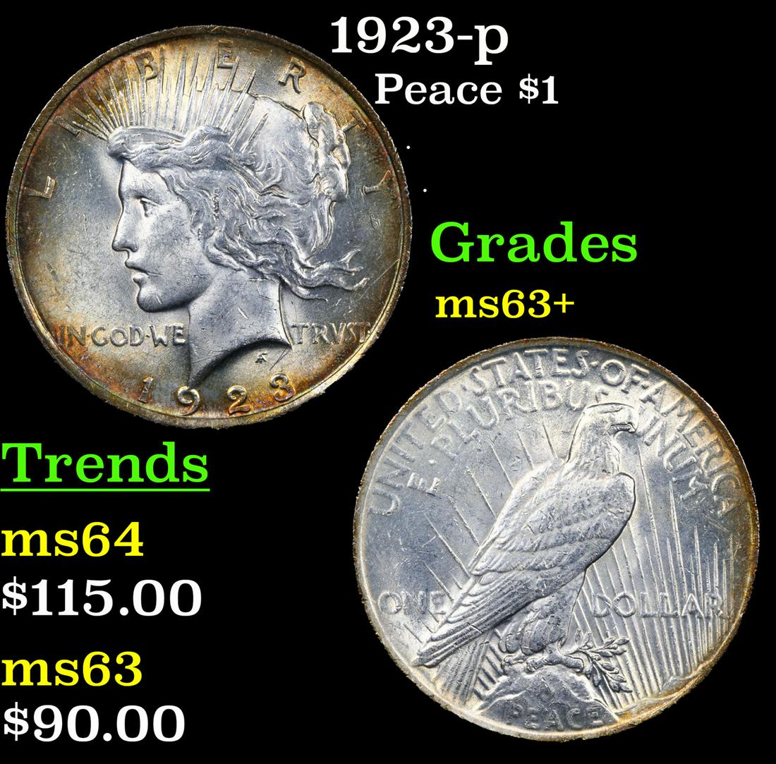 1923-p Peace Dollar $1 Grades Select+ Unc (1 of 3)