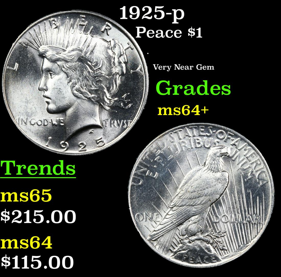 1925-p Peace Dollar $1 Grades Choice+ Unc (1 of 3)