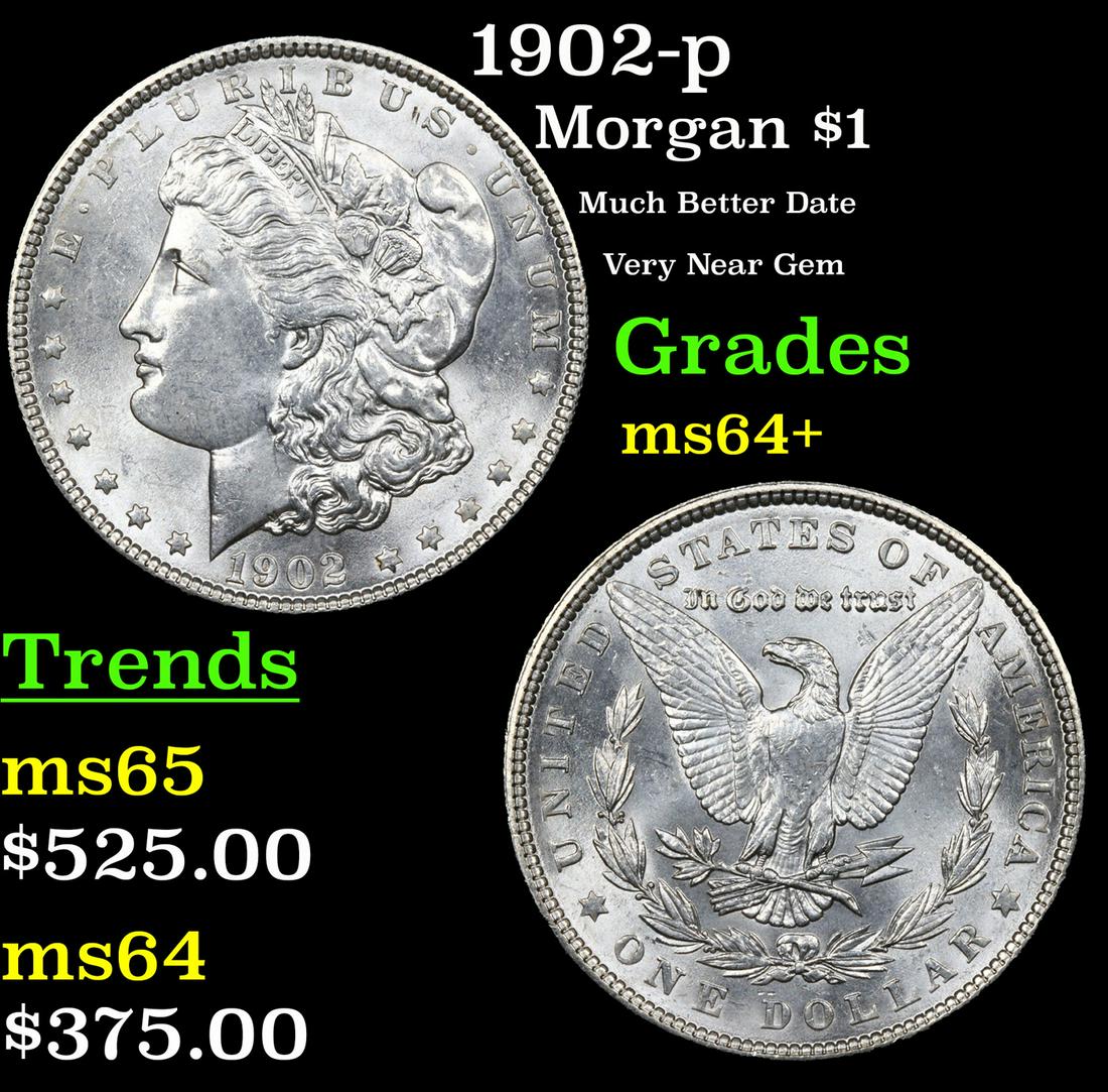 1902-p Morgan Dollar $1 Grades Choice+ Unc (1 of 3)