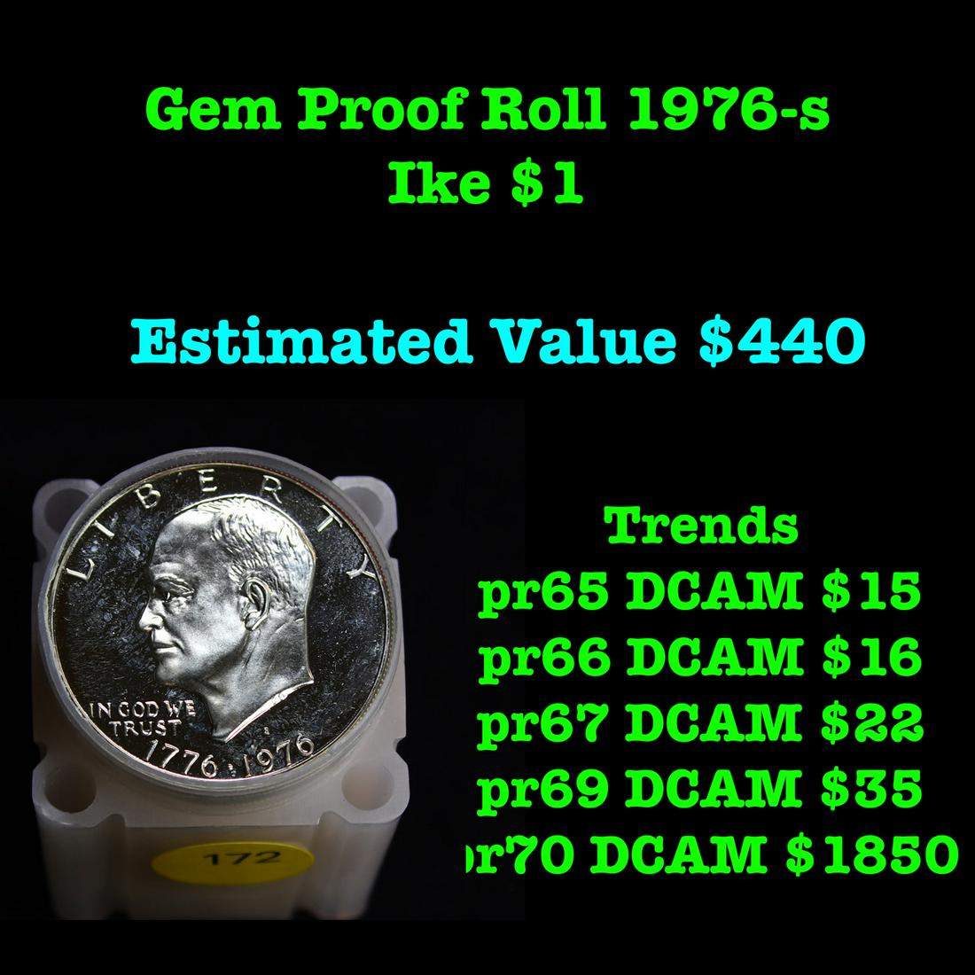 Full Roll of Silver Bi-Centennial Gem 1976-s Silver Eisenhower 'Ike' Dollars. 20 Coins total. (1 of 3)