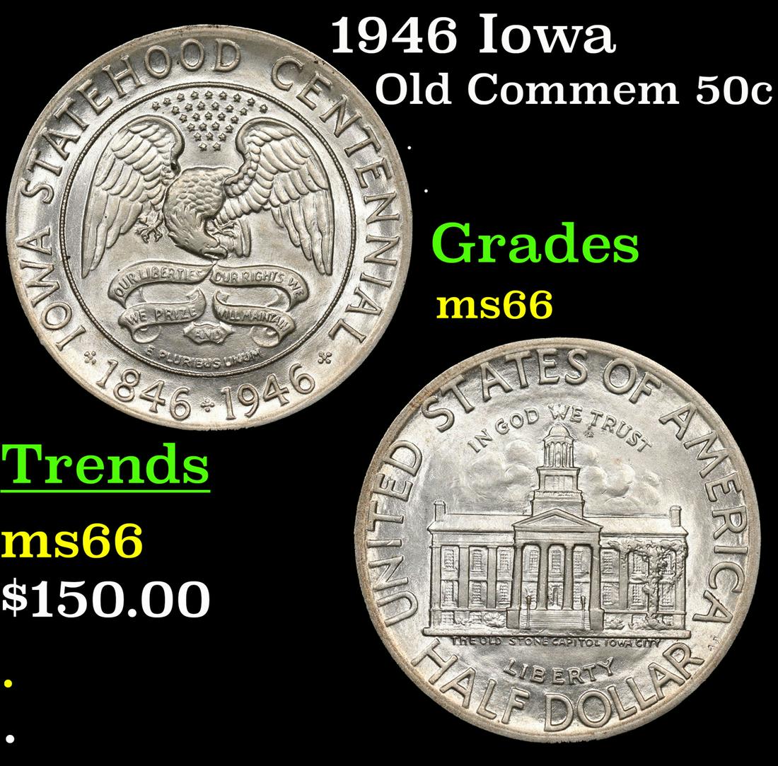 1946 Iowa Old Commem Half Dollar 50c Grades GEM+ Unc (1 of 3)