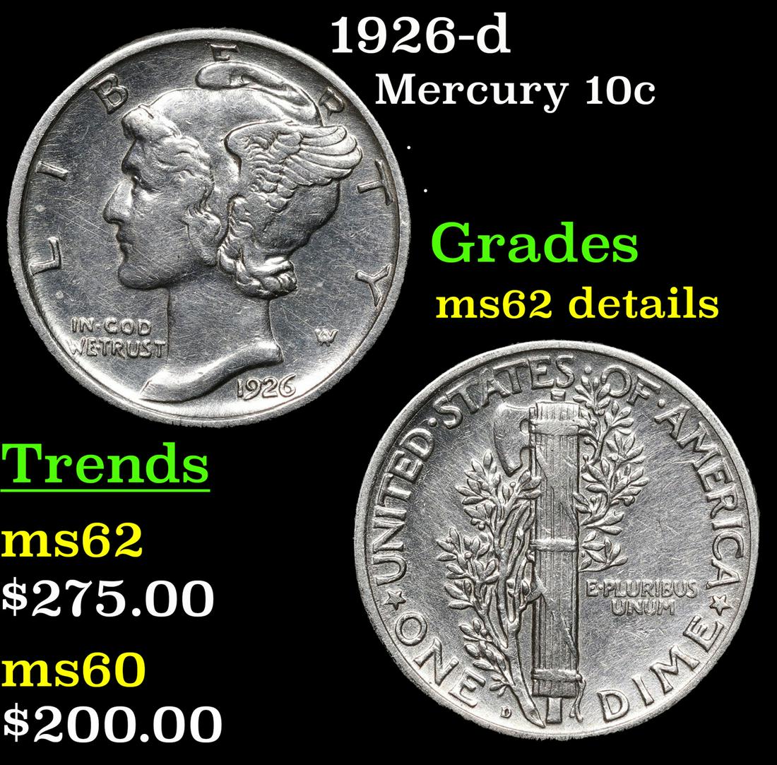 1926-d Mercury Dime 10c Grades Unc Details (1 of 3)