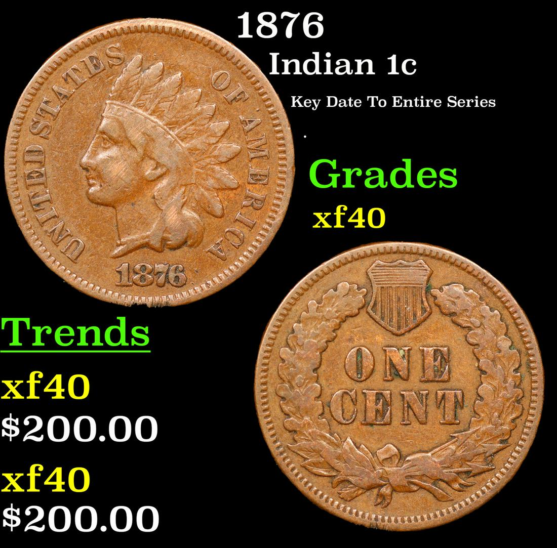 1876 Indian Cent 1c Grades xf (1 of 3)