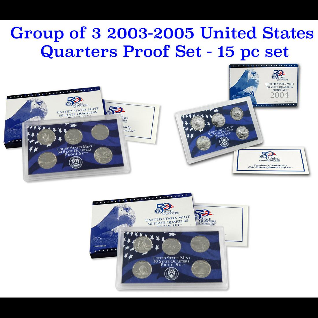 Group of 3 2003-2005 United States Quarters Proof Set - 15 pc set (1 of 4)