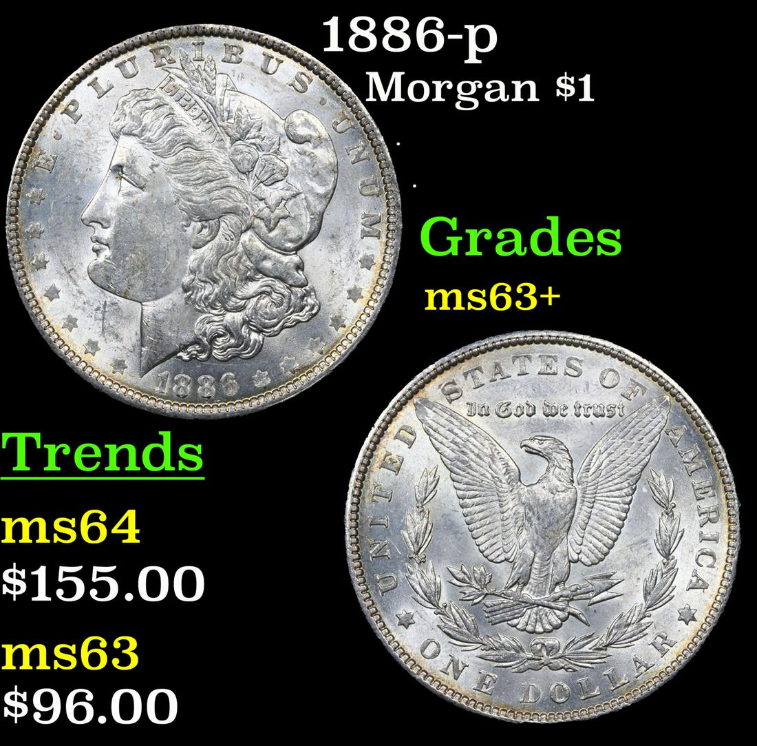 1886-p Morgan Dollar $1 Grades Select+ Unc (1 of 3)