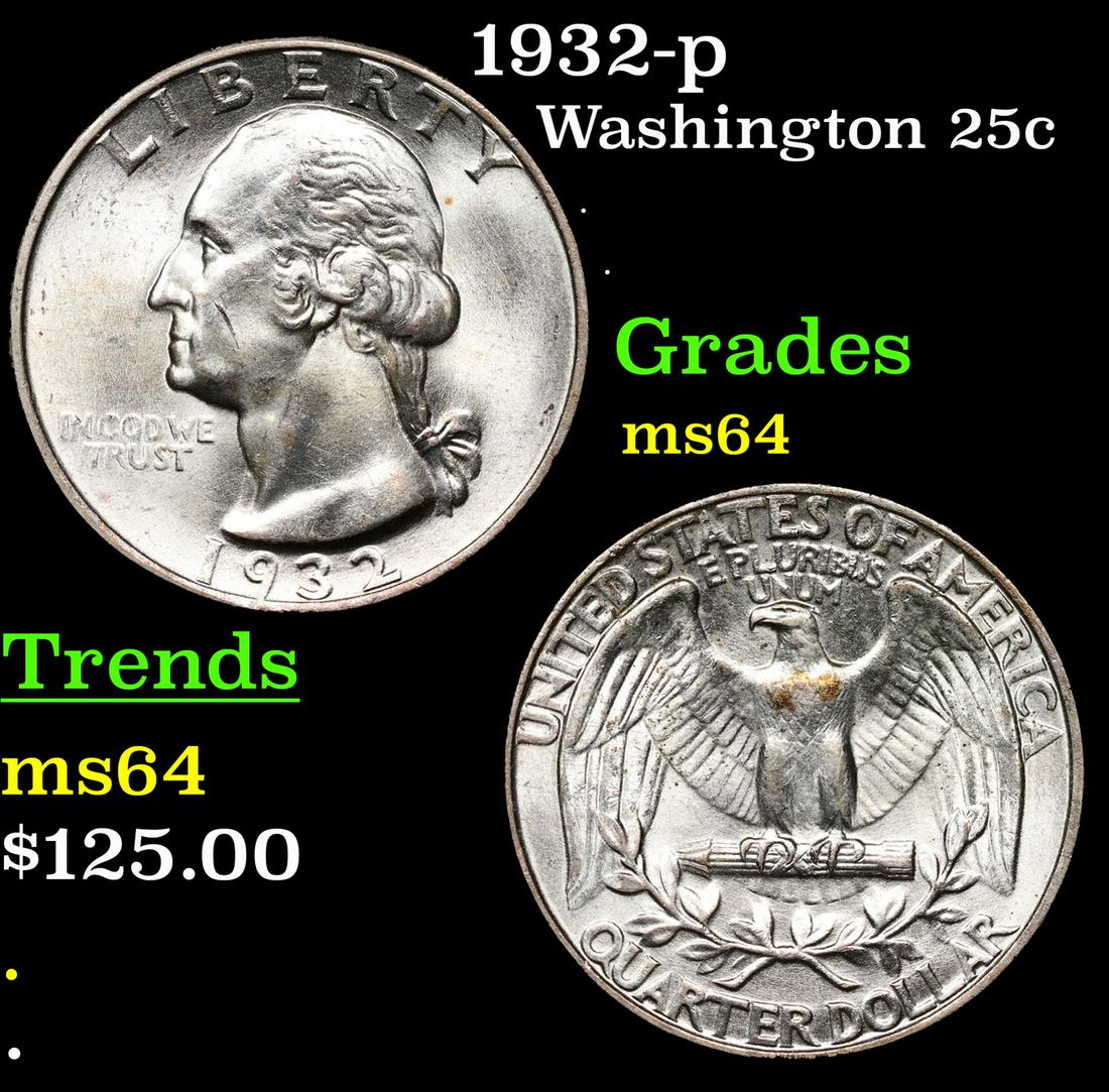 1932-p Washington Quarter 25c Grades Choice Unc (1 of 3)
