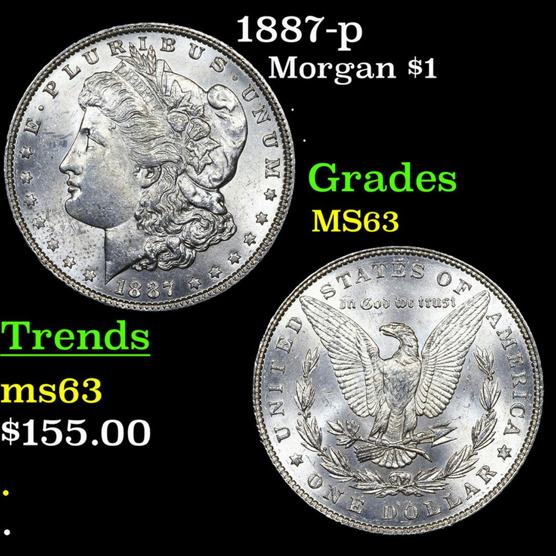 1887-p Morgan Dollar $1 Grades Select Unc (1 of 3)