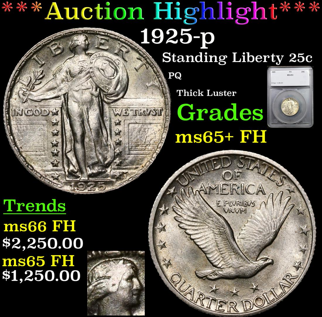 ***Auction Highlight*** 1925-p Standing Liberty Quarter 25c Graded ms65+ FH By SEGS (fc) (1 of 6)