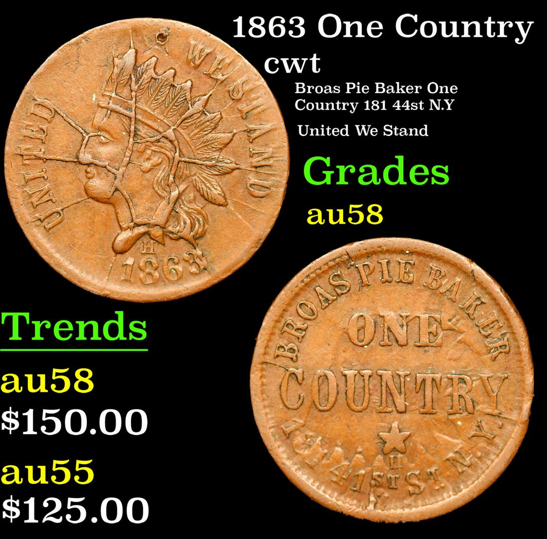 1863 One Country Civil War Token 1c Grades Choice AU/BU Slider (1 of 3)