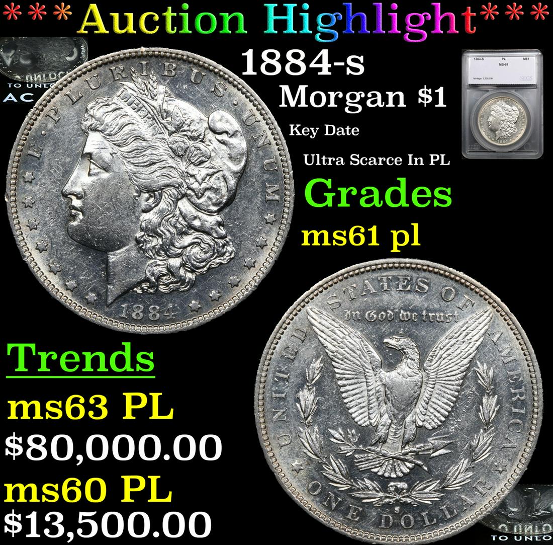 ***Auction Highlight*** 1884-s Morgan Dollar $1 Graded ms61 pl By SEGS (fc) (1 of 7)