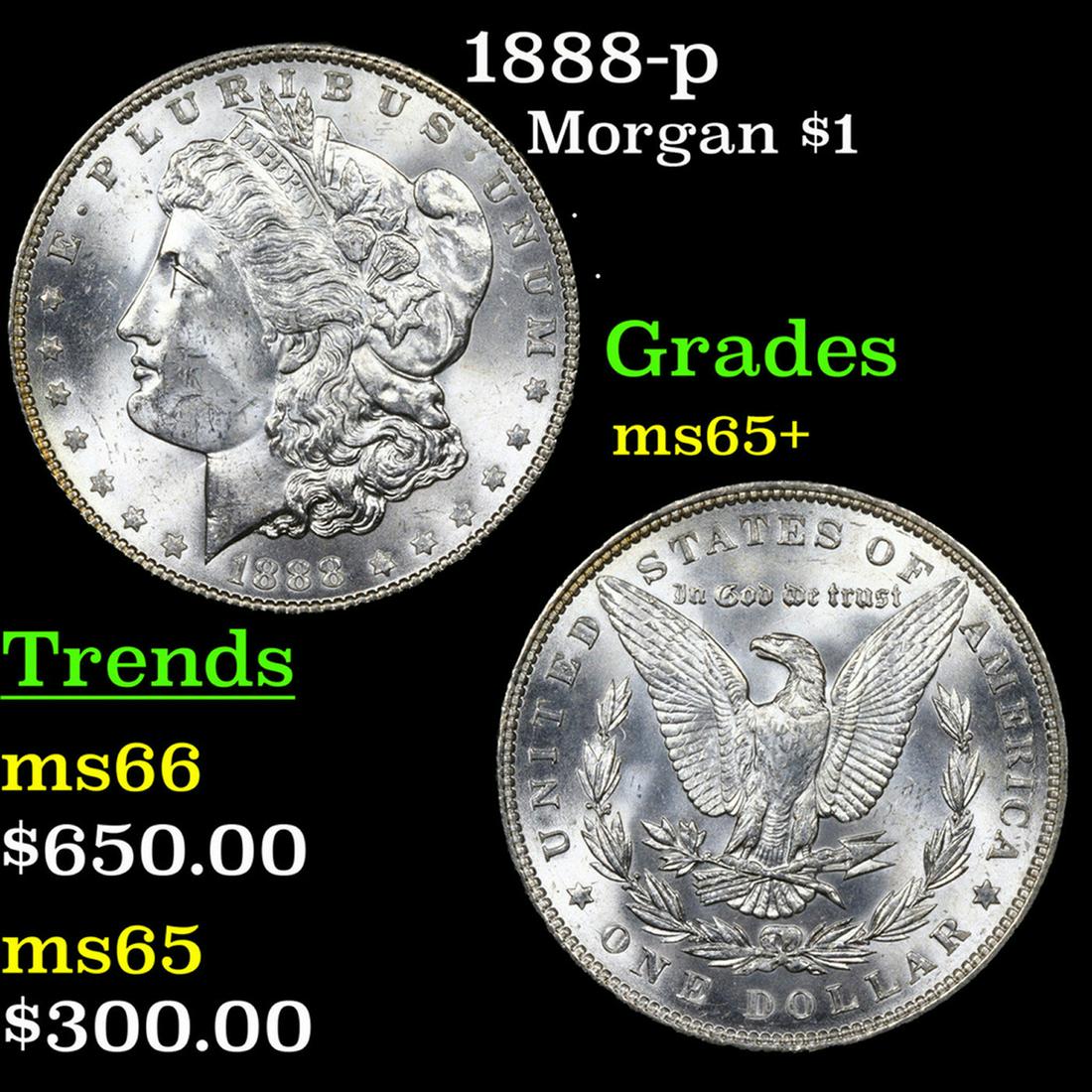 1888-p Morgan Dollar $1 Grades GEM+ Unc (1 of 3)