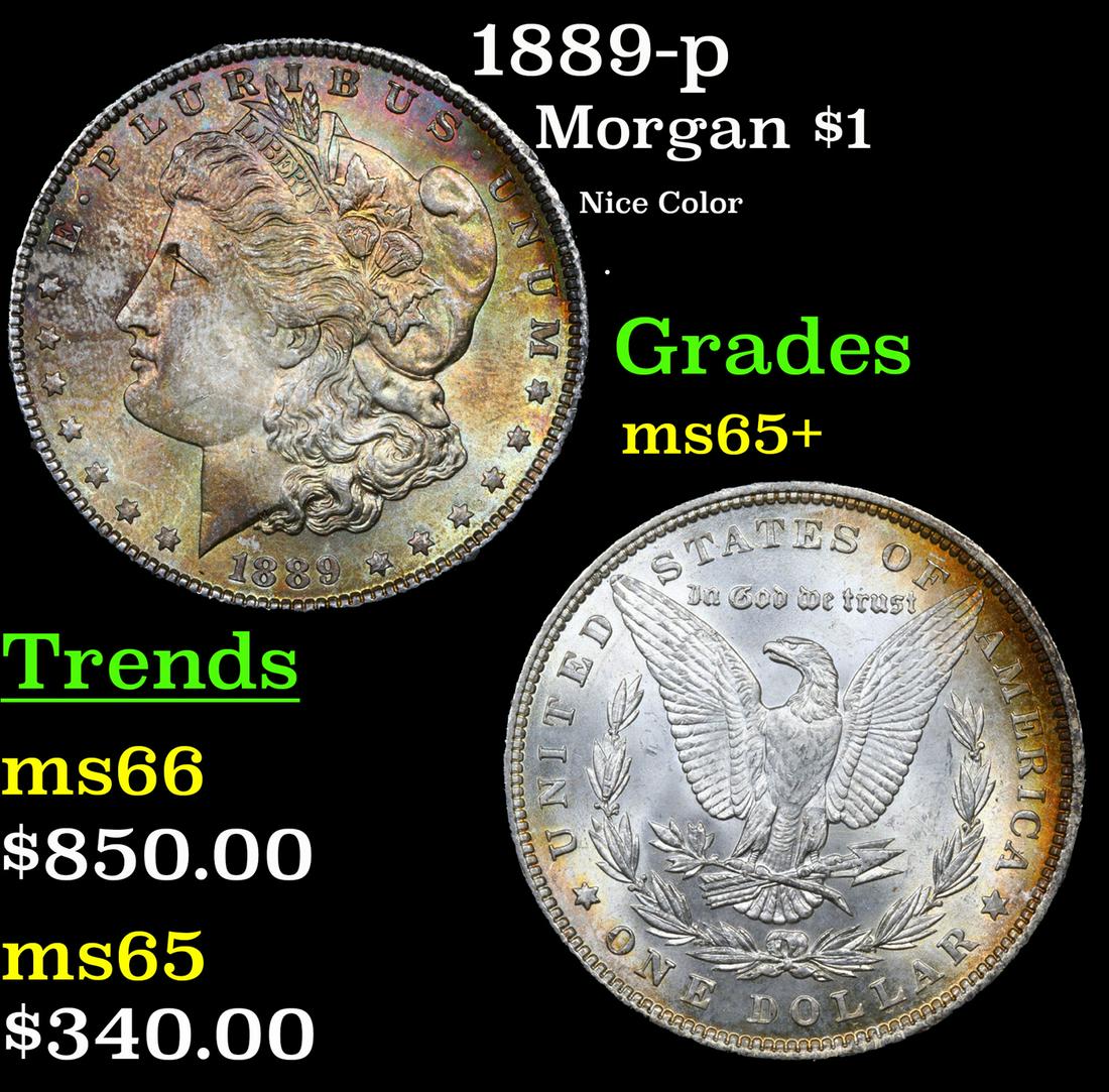 1889-p Morgan Dollar $1 Grades GEM+ Unc (1 of 3)