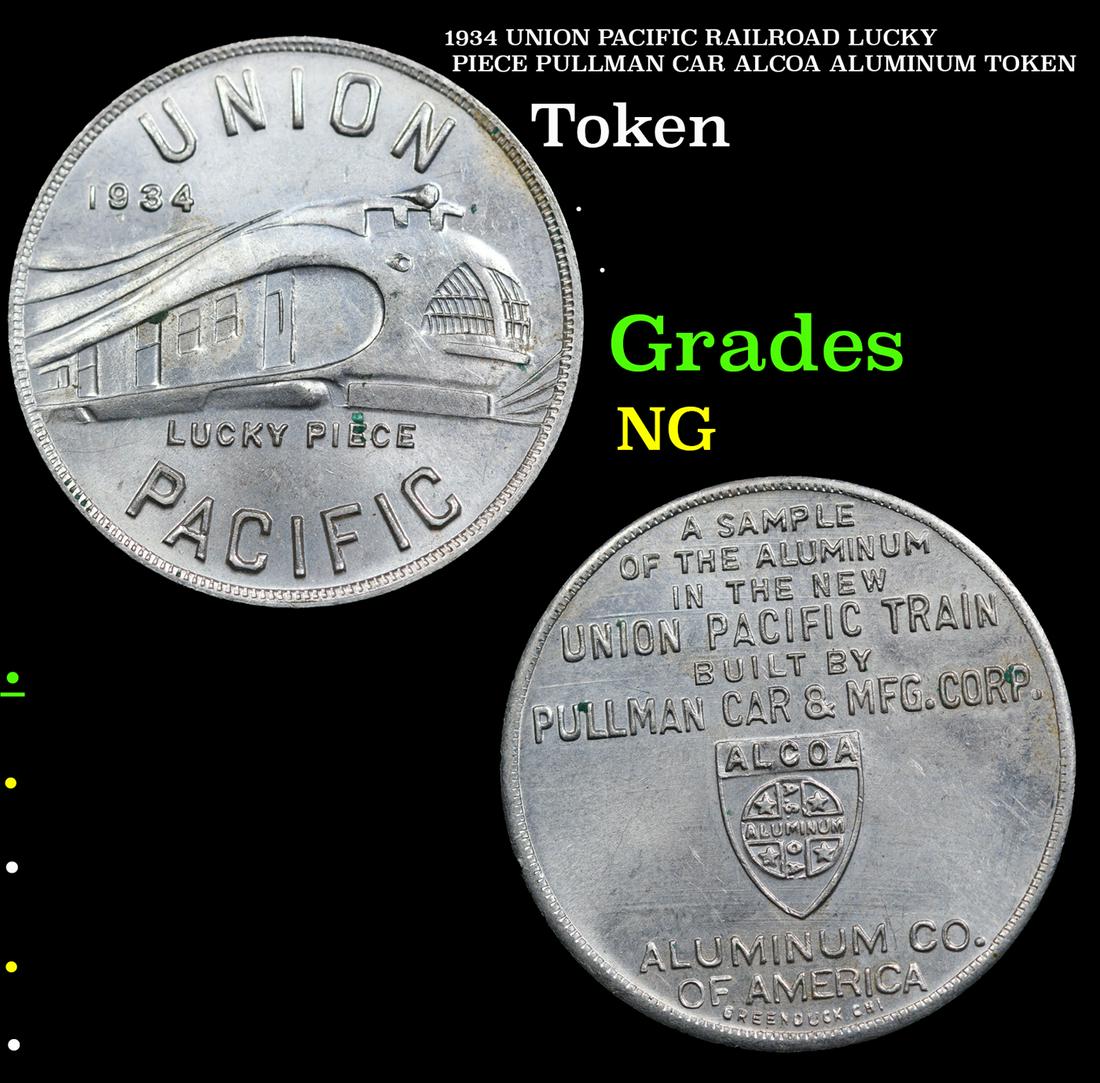 1934 UNION PACIFIC RAILROAD LUCKY PIECE PULLMAN CAR ALCOA ALUMINUM TOKEN (1 of 3)