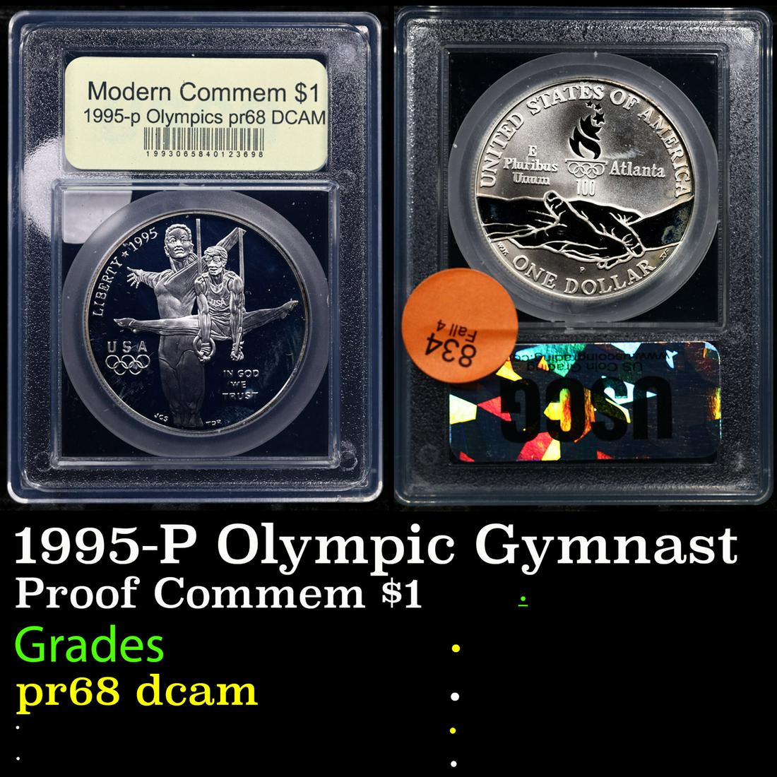 Proof 1995-P Olympic Gymnast Modern Commem Dollar $1 Graded GEM++ Proof Deep Cameo BY USCG (1 of 3)