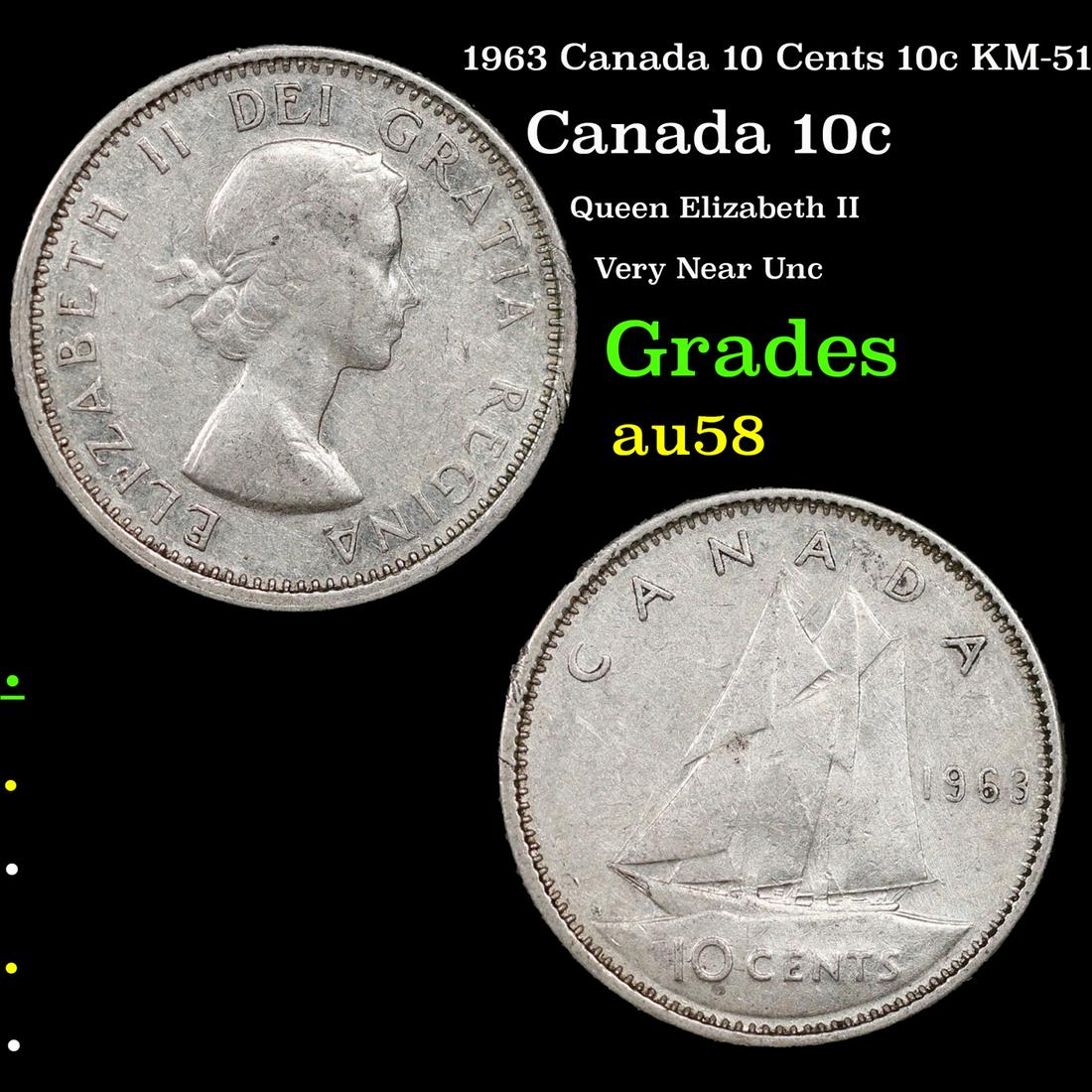 1963 Canada 10 Cents 10c KM-51 Grades Choice AU/BU Slider (1 of 3)