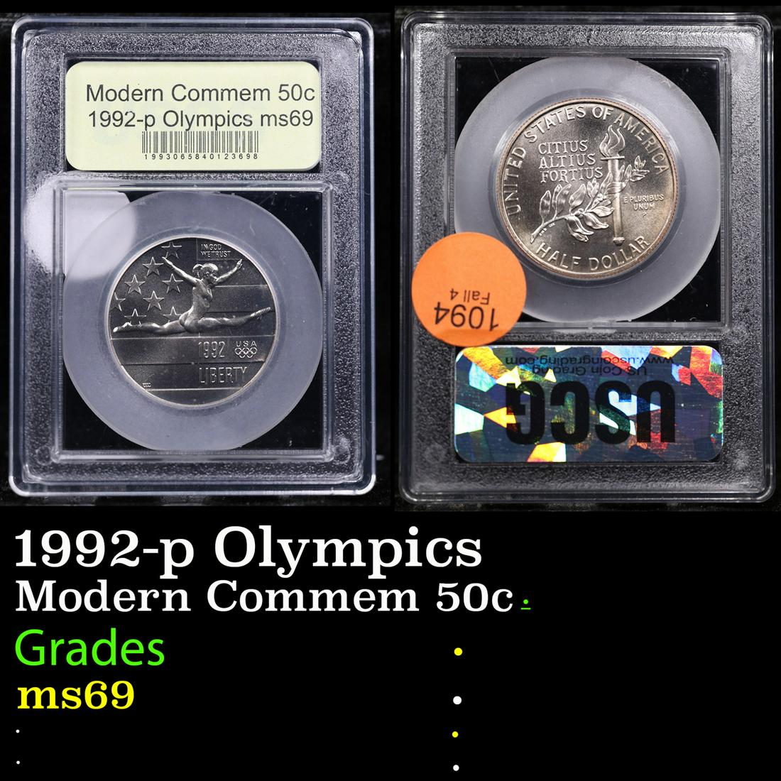 1992-p Olympics Modern Commem Half Dollar 50c Graded ms69 BY USCG (1 of 3)