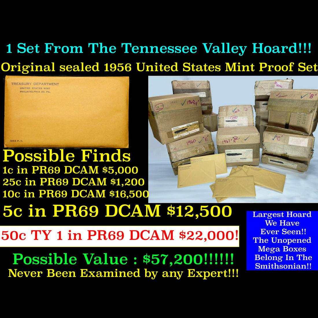 Original sealed 1956 United States Mint Proof Set Tennessee Valley Hoard (1 of 18)