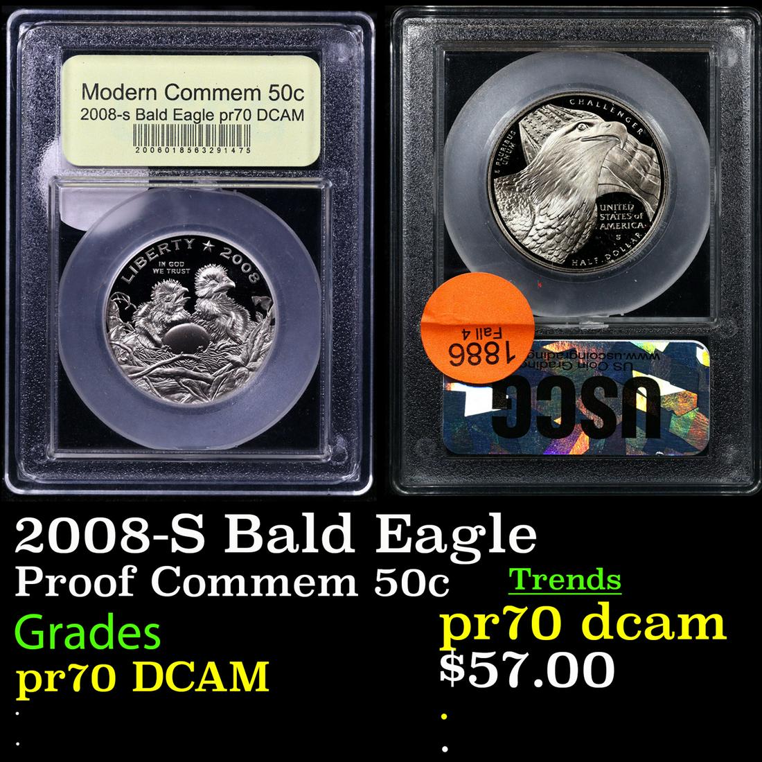 Proof 2008-S Bald Eagle Modern Commem Half Dollar 50c Graded GEM++ Proof Deep Cameo BY USCG (1 of 3)