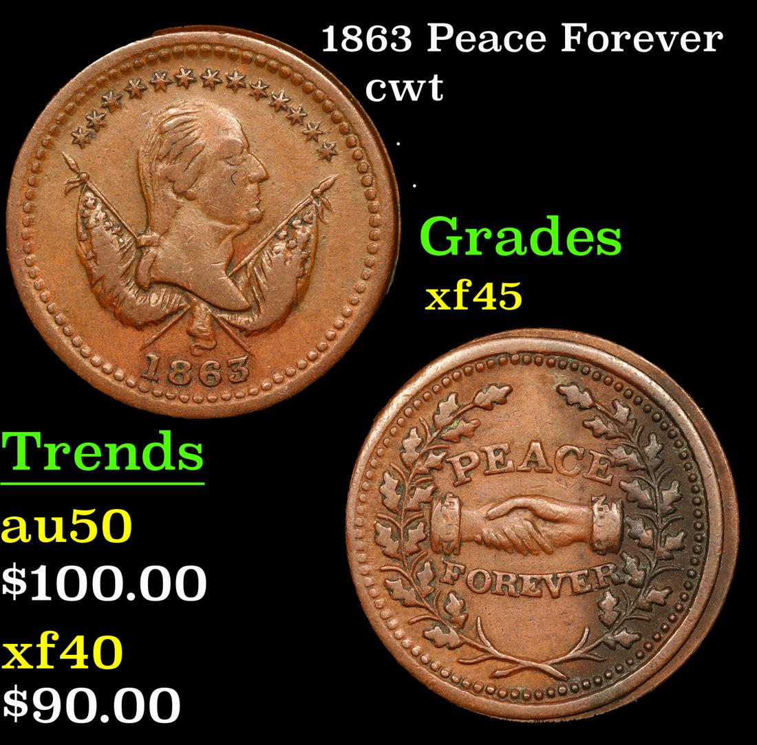 1863 Peace Forever Civil War Token 1c Grades xf+ (1 of 3)