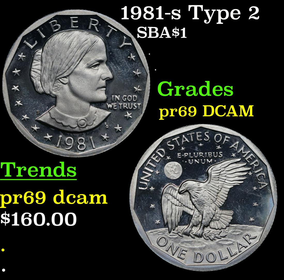 Proof 1981-s Type 2 Susan B. Anthony Dollar $1 Grades GEM++ Proof Deep Cameo (1 of 3)