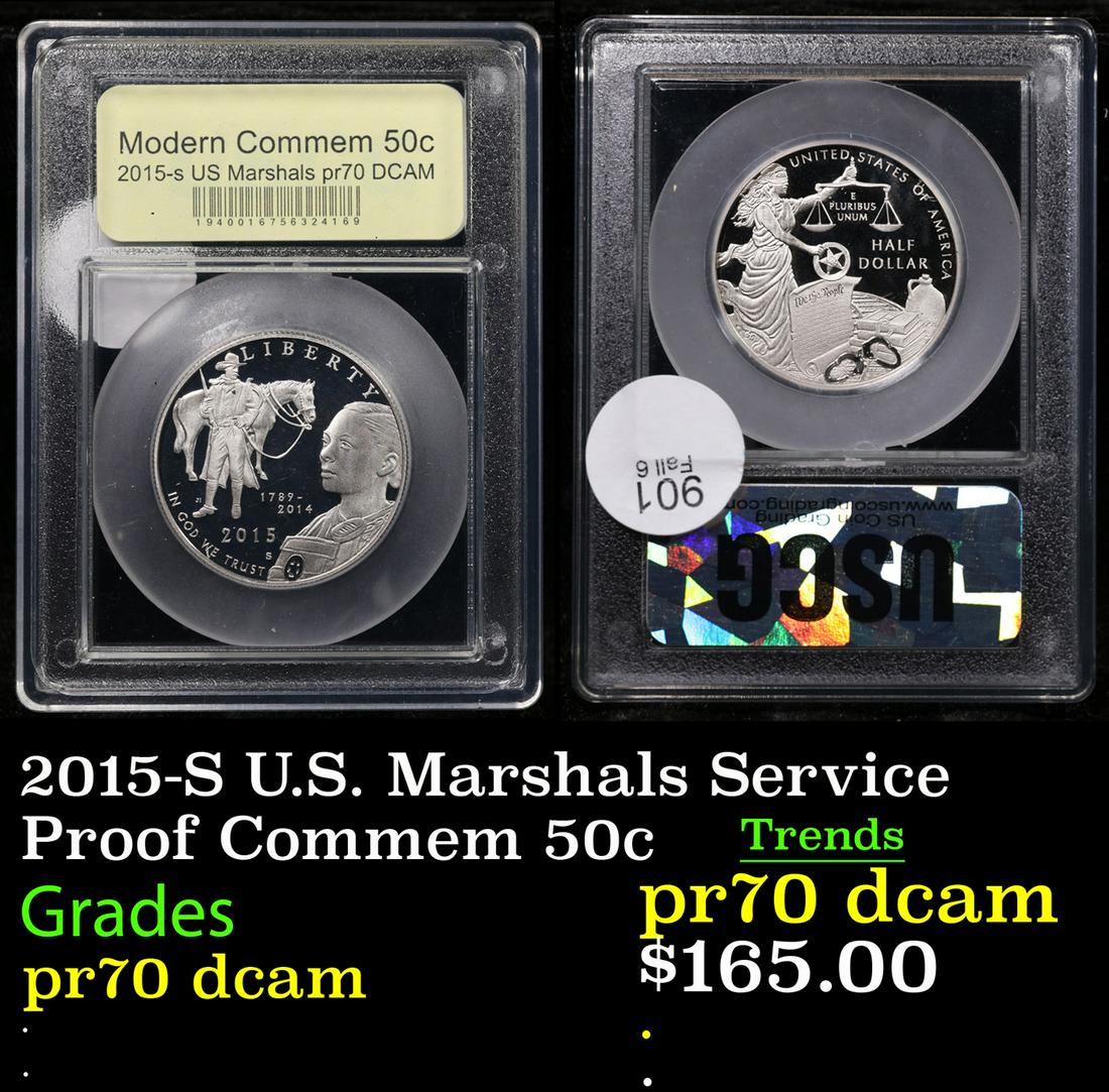 Proof 2015-S U.S. Marshals Service Modern Commem Half Dollar 50c Graded pr70 dcam By USCG (1 of 3)