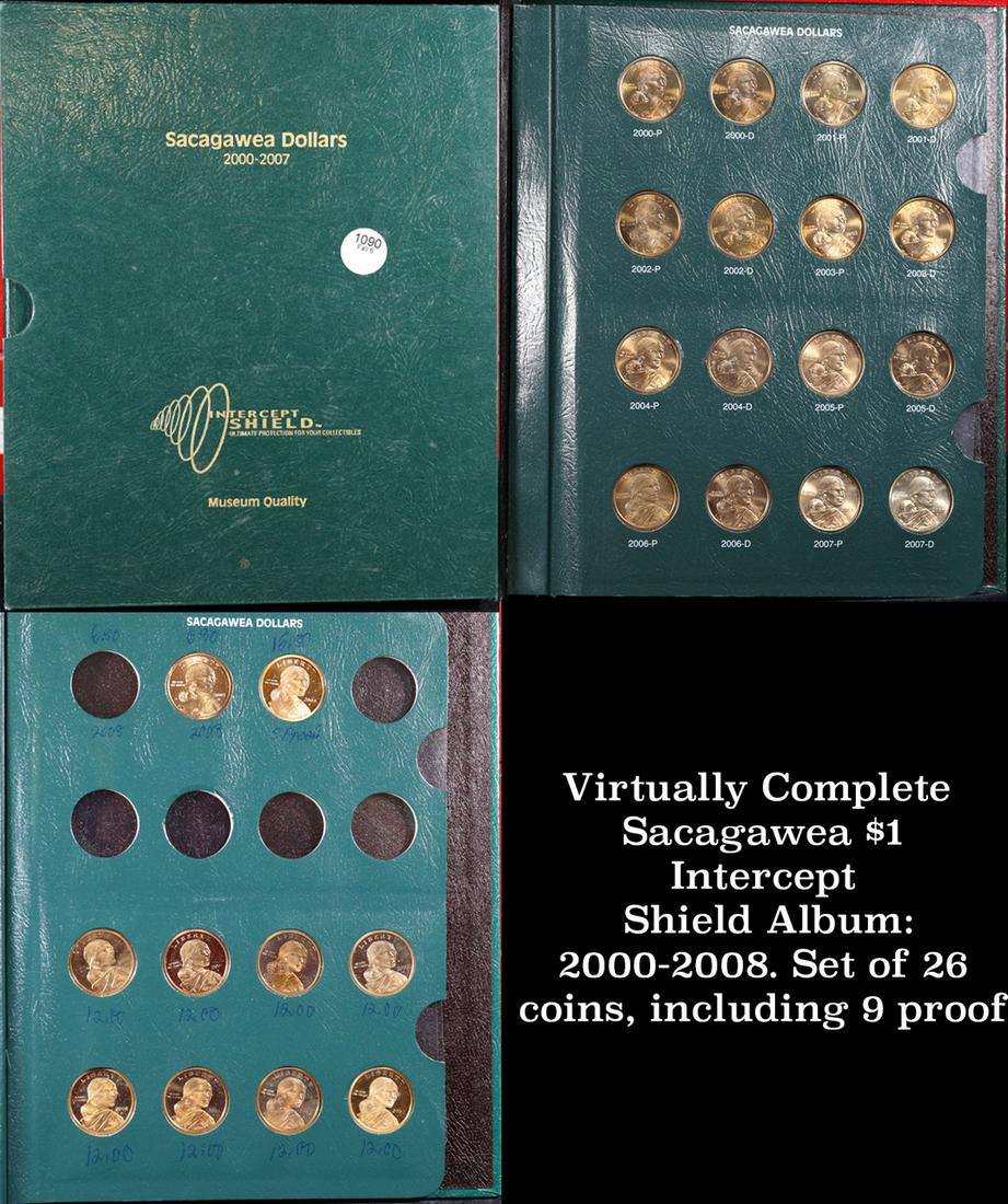 Virtually Sacagawea $1 Intercept Shield Album: 2000-2008. Set of 26 coins, including 9 proof. (1 of 4)