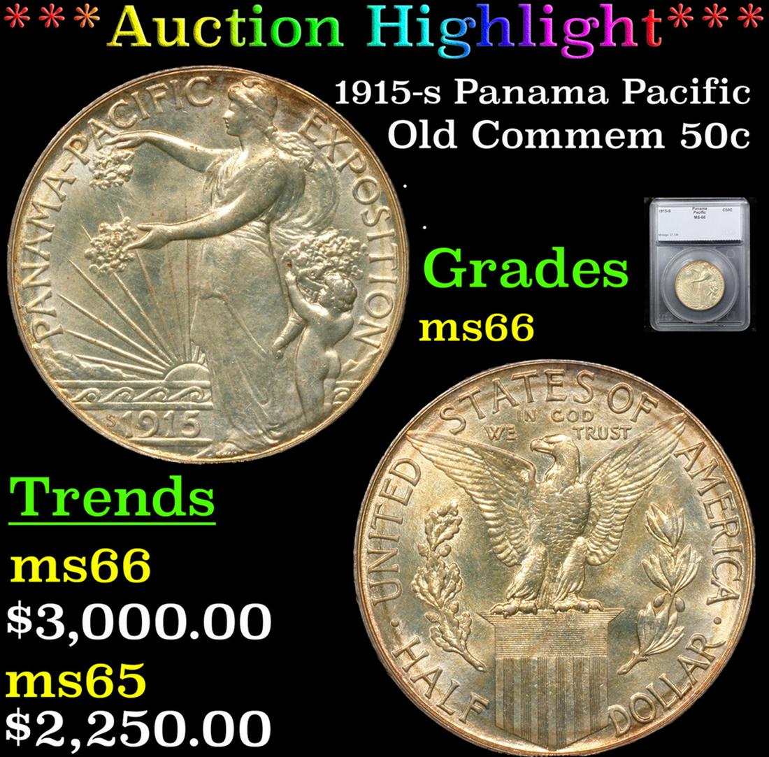 ***Auction Highlight*** 1915-s Panama Pacific Old Commem Half Dollar 50c Graded ms66 By SEGS (fc) (1 of 5)