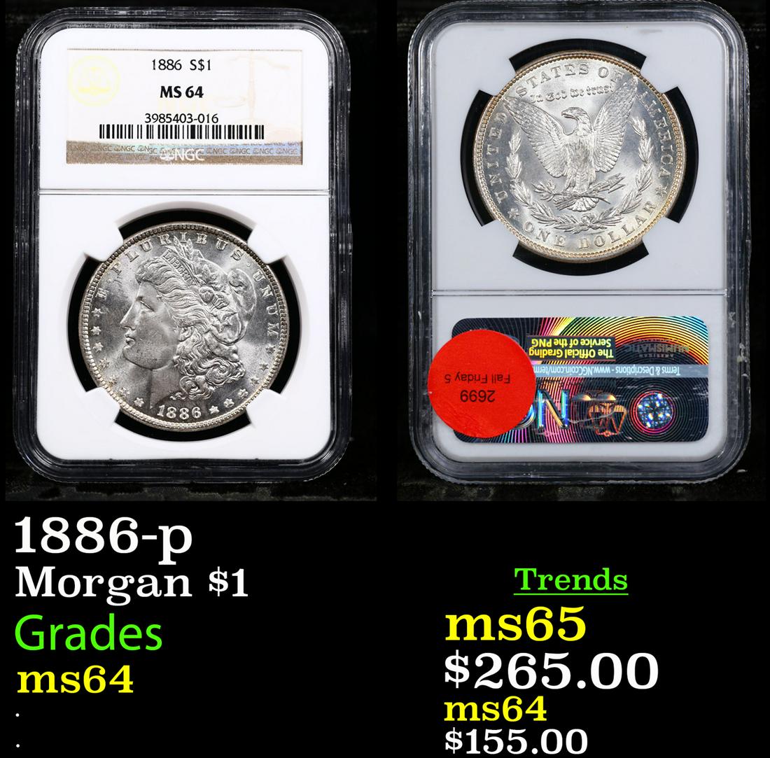 NGC 1886-p Morgan Dollar $1 Graded ms64 By NGC (1 of 3)