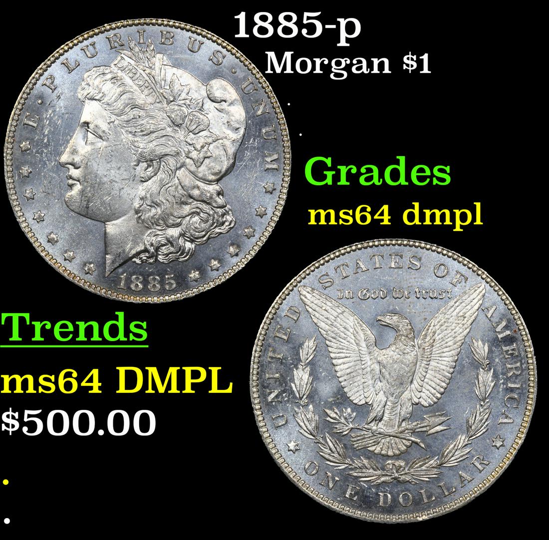 1885-p Morgan Dollar $1 Grades Choice Unc DMPL (1 of 7)