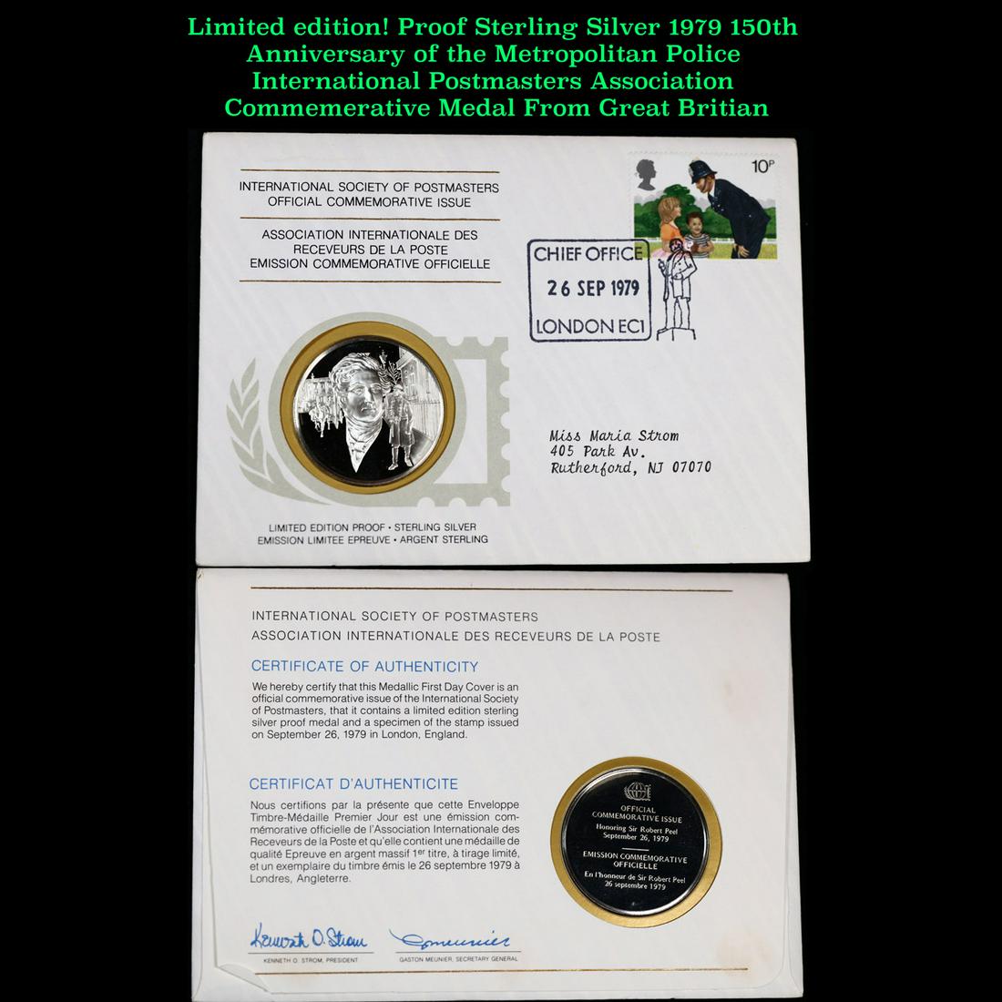 Limited edition! Proof Sterling Silver 1979 150th Anniversary of the Metropolitan Police (1 of 3)
