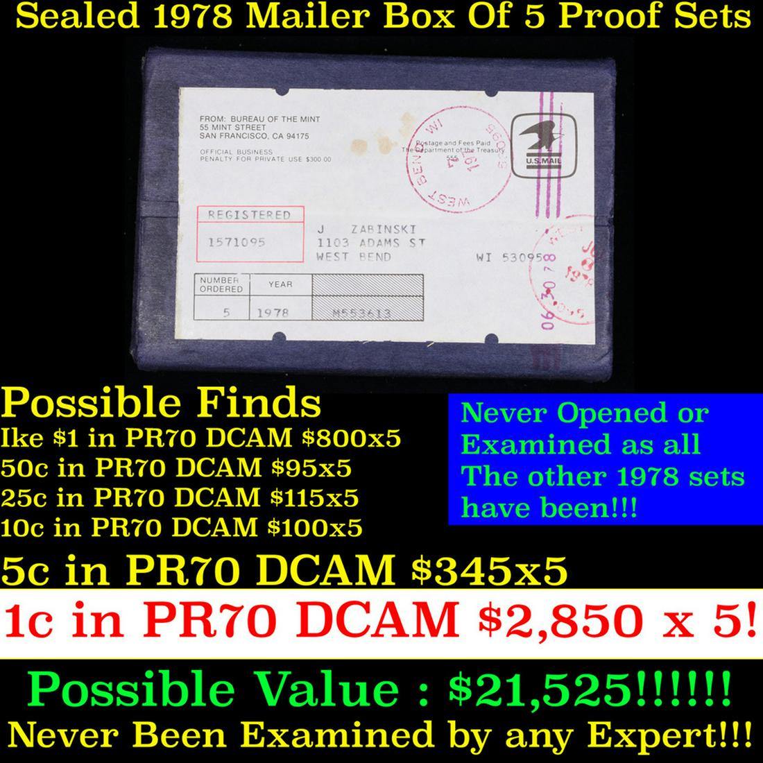 Original sealed box 5- 1978 United States Mint Proof Sets (1 of 3)