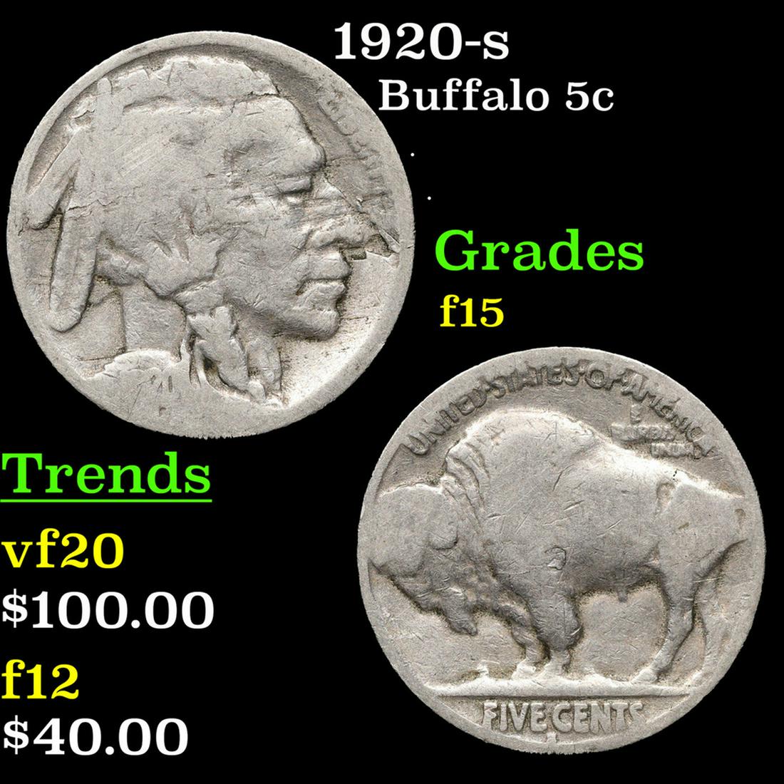 1920-s Buffalo Nickel 5c Grades f+ (1 of 3)