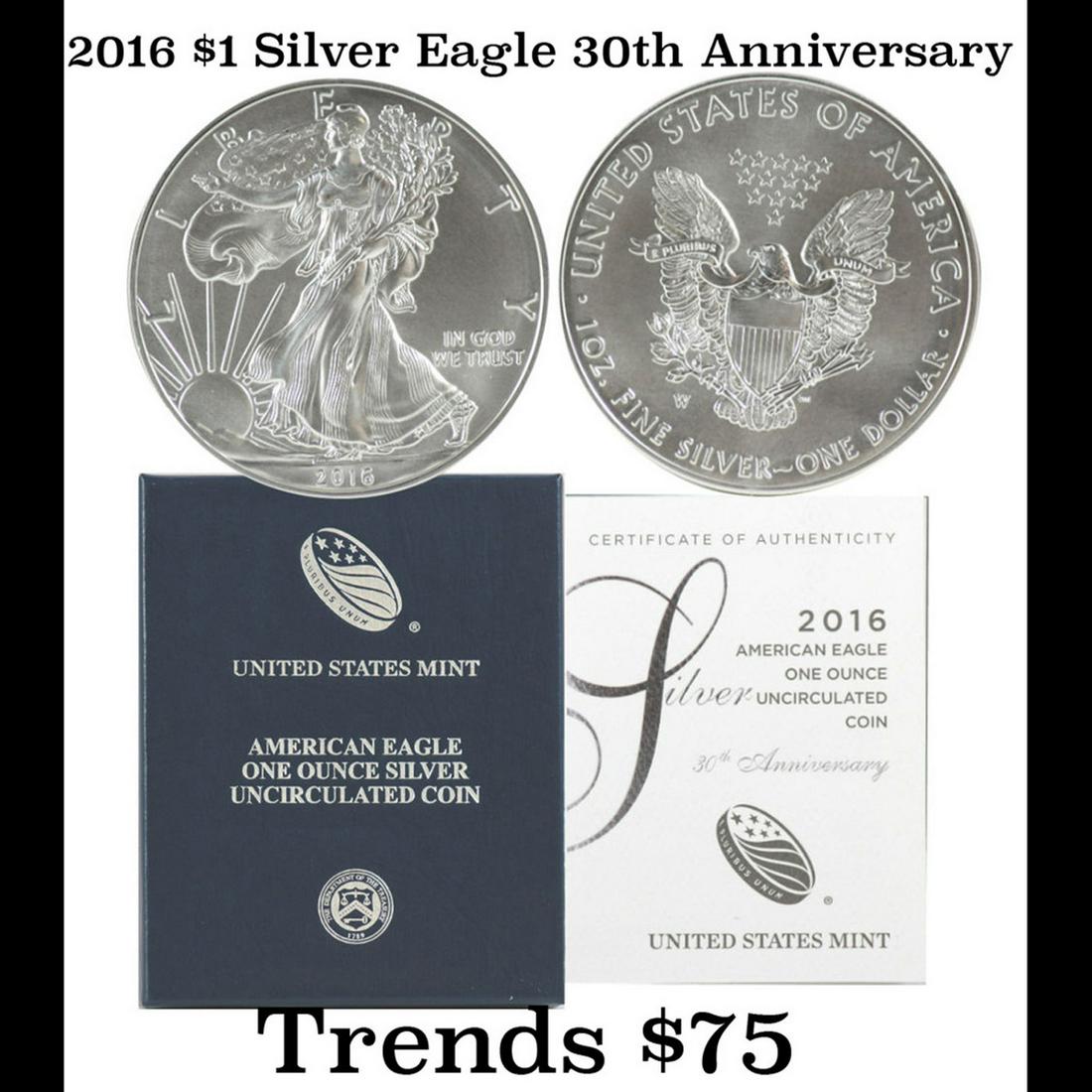 2016 American Eagle One Ounce Uncirculated Coin Silver Eagle Dollar $1 (1 of 2)