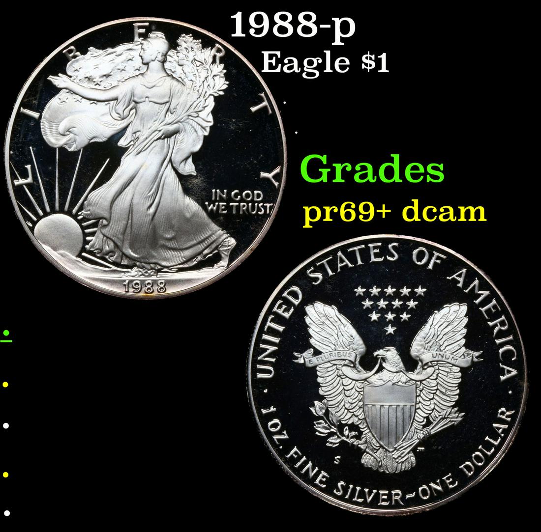 1988-S Silver Eagle Dollar $1 Graded pr69+ dcam (1 of 5)