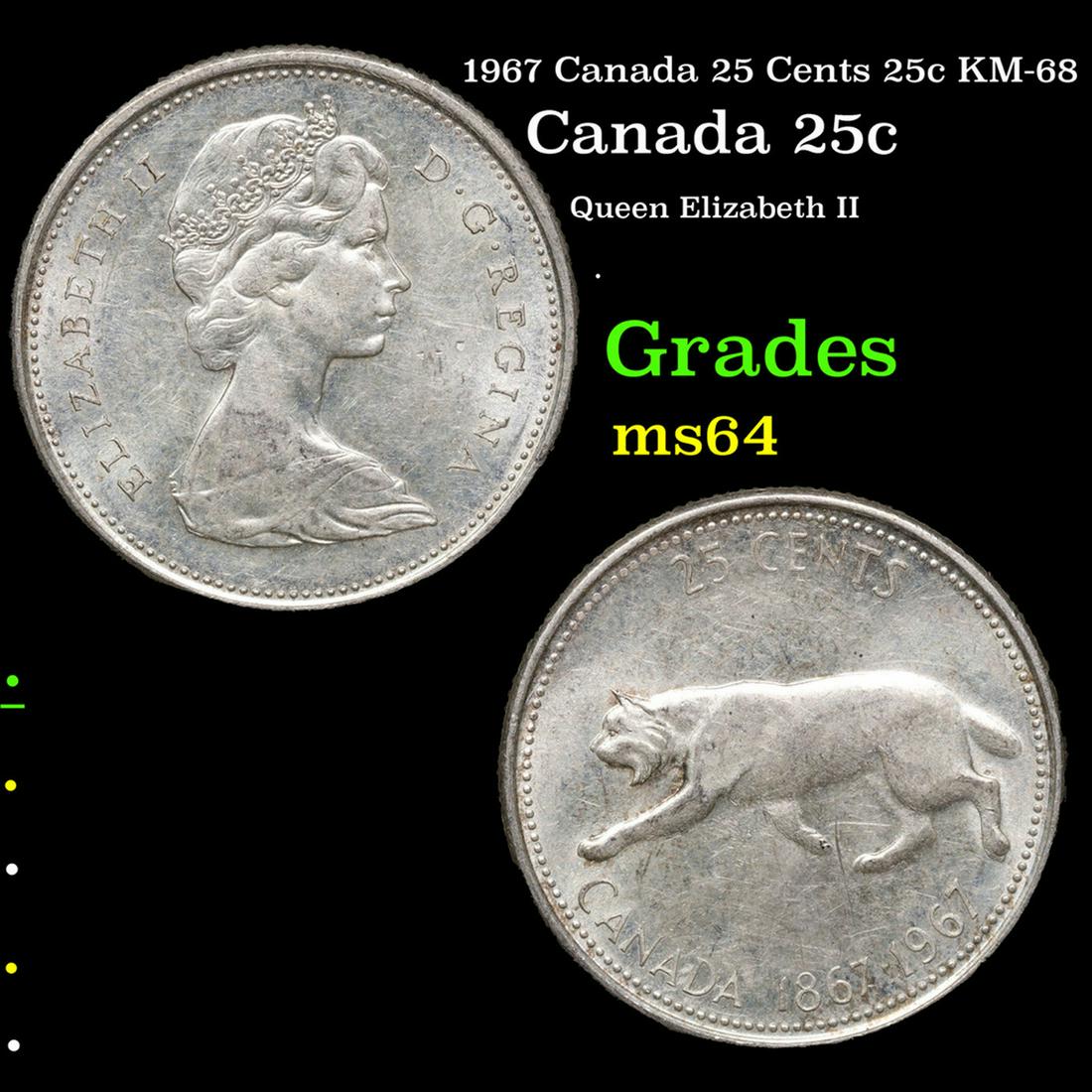 1967 Canada 25 Cents 25c KM-68 Grades Choice Unc (1 of 3)