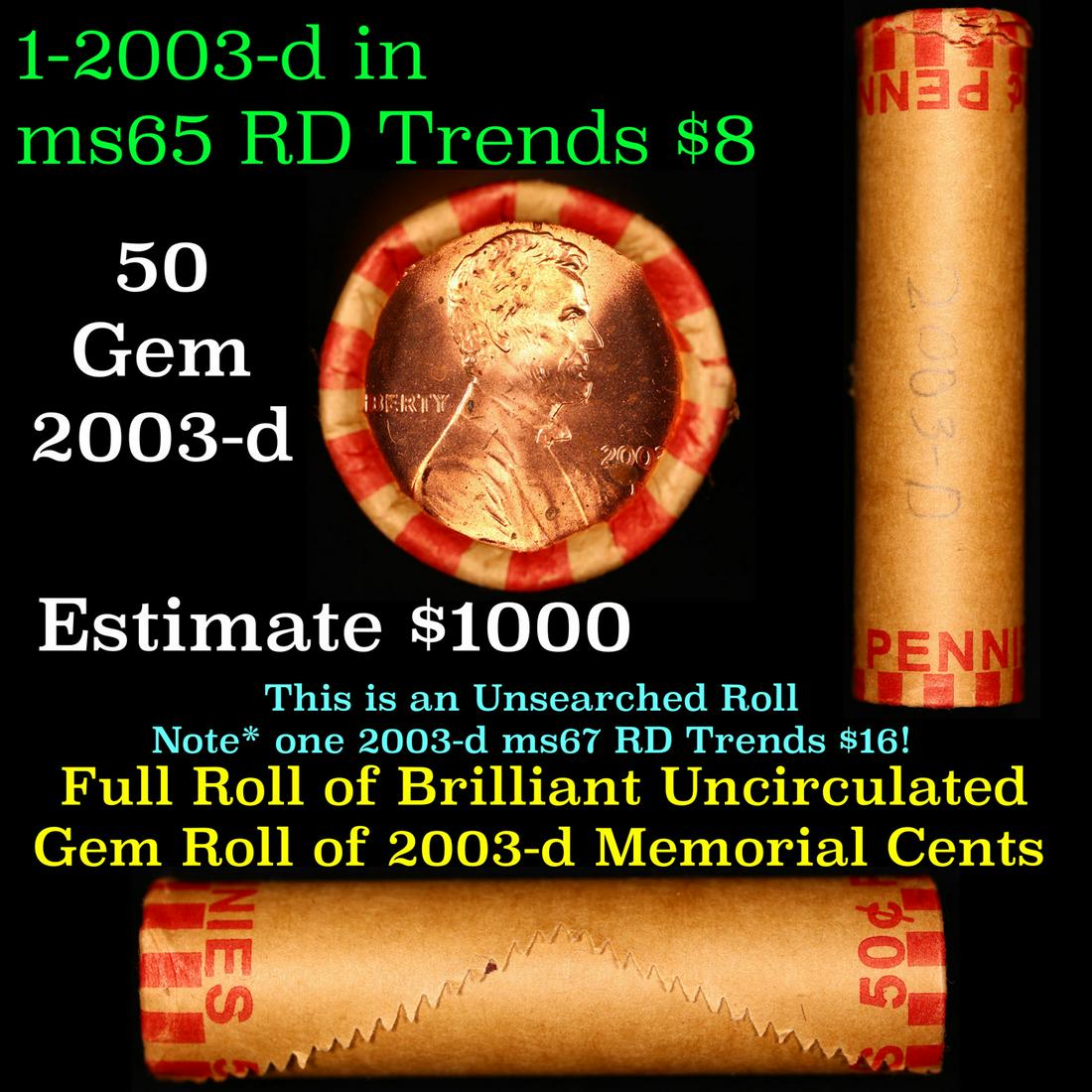 Shotgun Lincoln 1c roll, 2003-d 50 pcs: Shotgun Lincoln 1c roll, 2003-d 50 pcs .