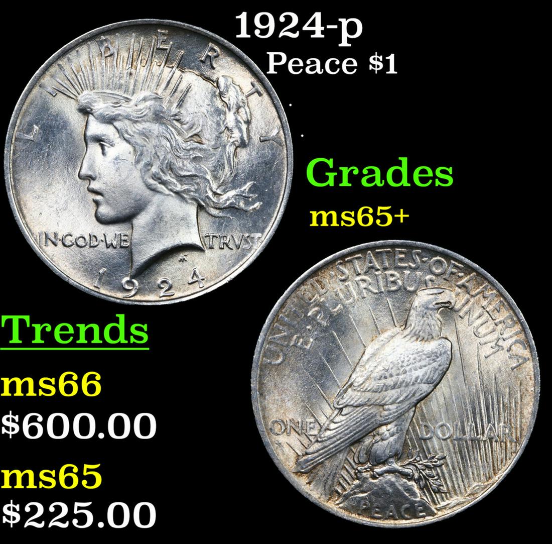 1924-p Peace Dollar $1 Grades GEM+ Unc (1 of 3)