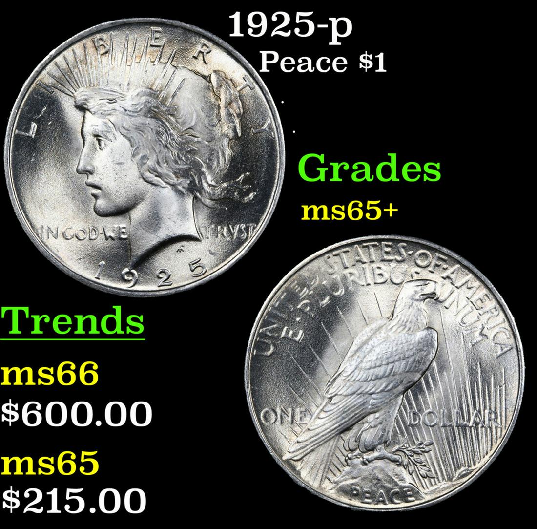 1925-p Peace Dollar $1 Grades GEM+ Unc (1 of 3)