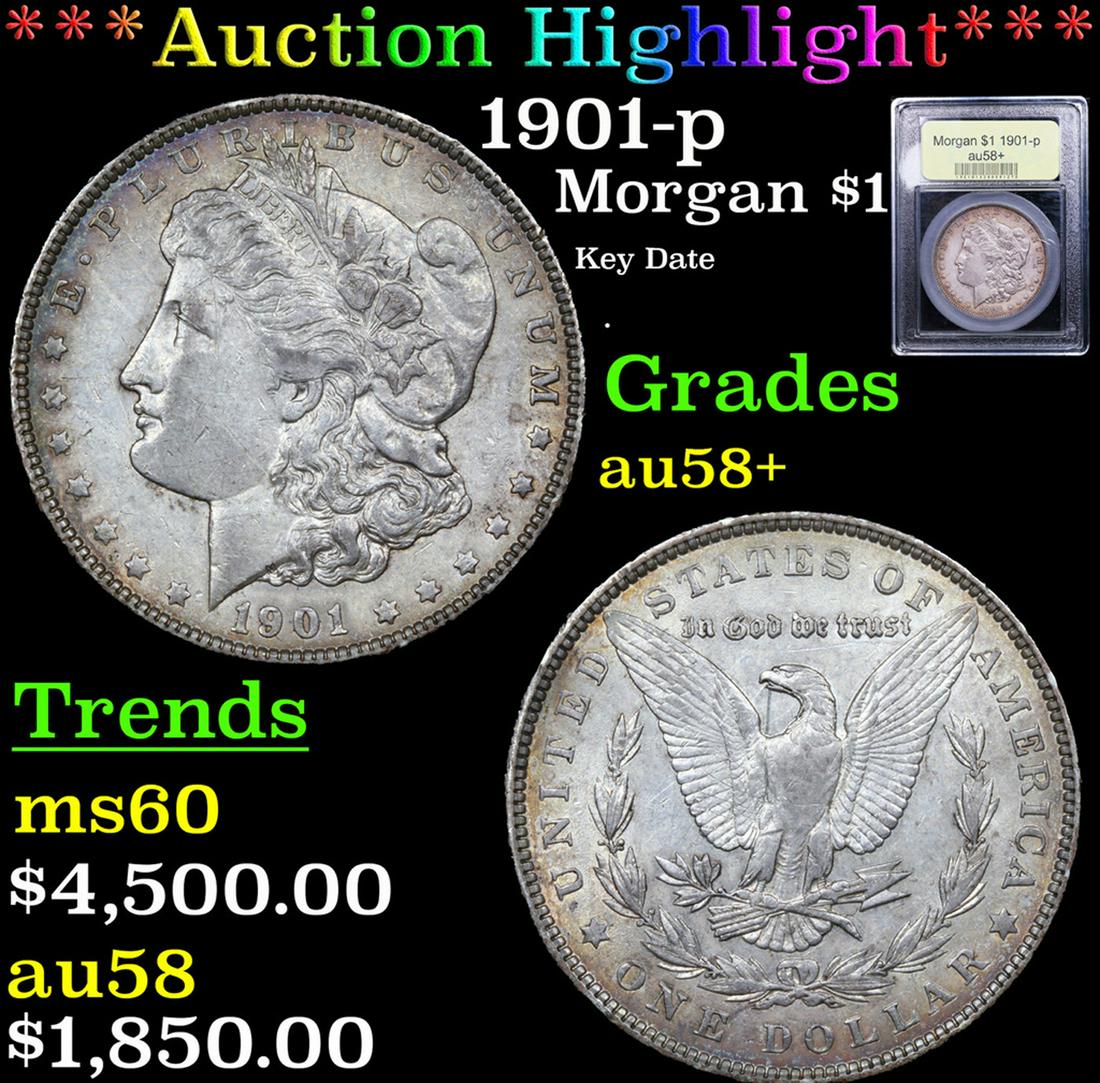 ***Auction Highlight*** 1901-p Morgan Dollar $1 Graded Choice AU/BU Slider+ By USCG (fc) (1 of 5)